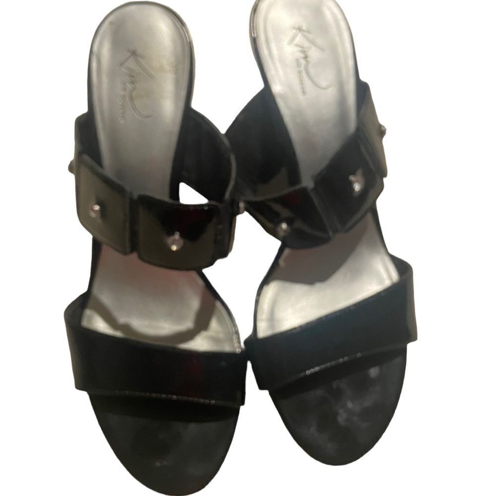Kim Rogers size 8.5 heeled sandals rhinestone accents excellent like new